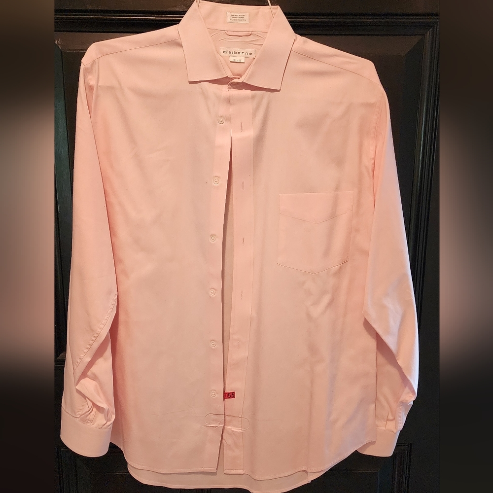 Claiborne, pink long sleeve dress shirt, 16 -35